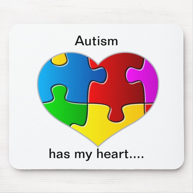 Autism har min hjärtamus att vaddera… musmatta (Framsidan)
