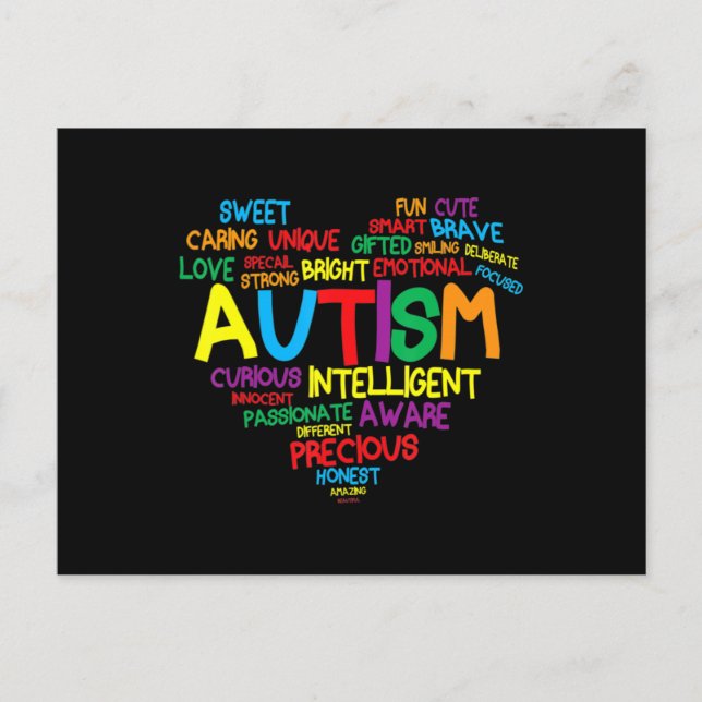 Autism Heart Autism Awareness Autism Mamma Gif Vykort (Framsida)