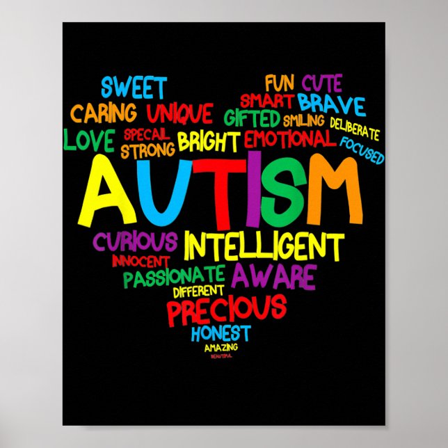 Autism Heart Autism Awareness Autism Mamma Poster (Framsidan)