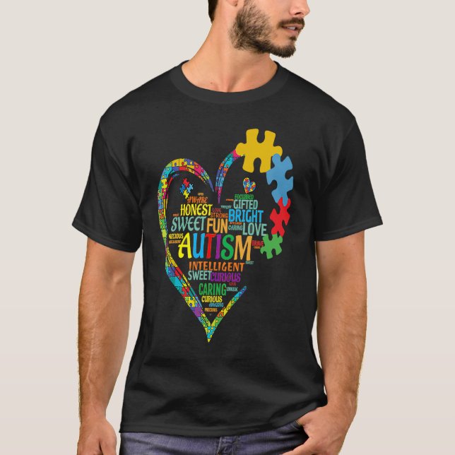 Autism Heart Autism Awareness for Autism mamma T Shirt (Framsida)
