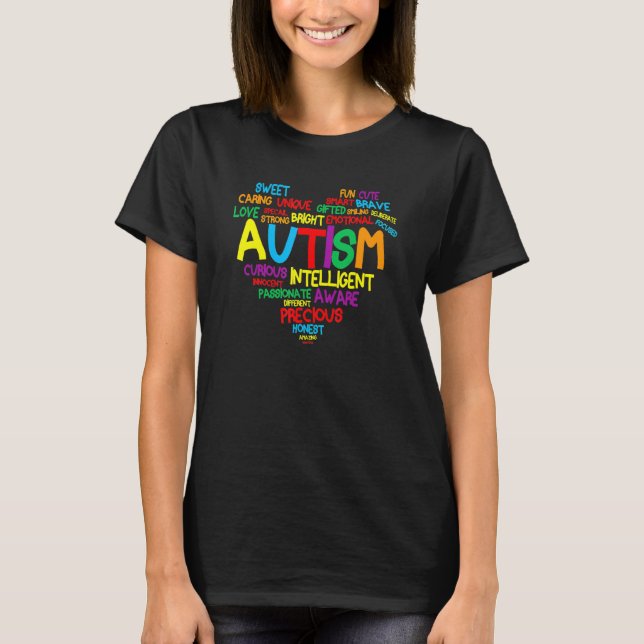 Autism Heart Proud Autism Mamma Familjeautism Medv T Shirt (Framsida)