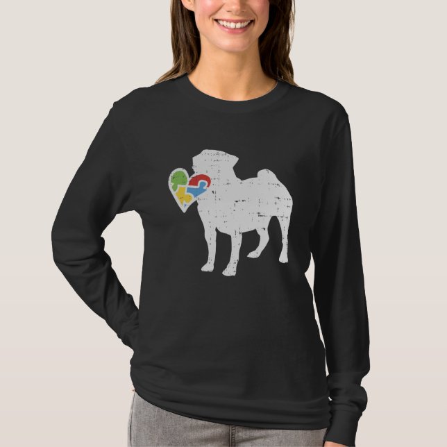 Autism Heart Pug Shirt Awareness Dog Lover Autisti T (Framsida)
