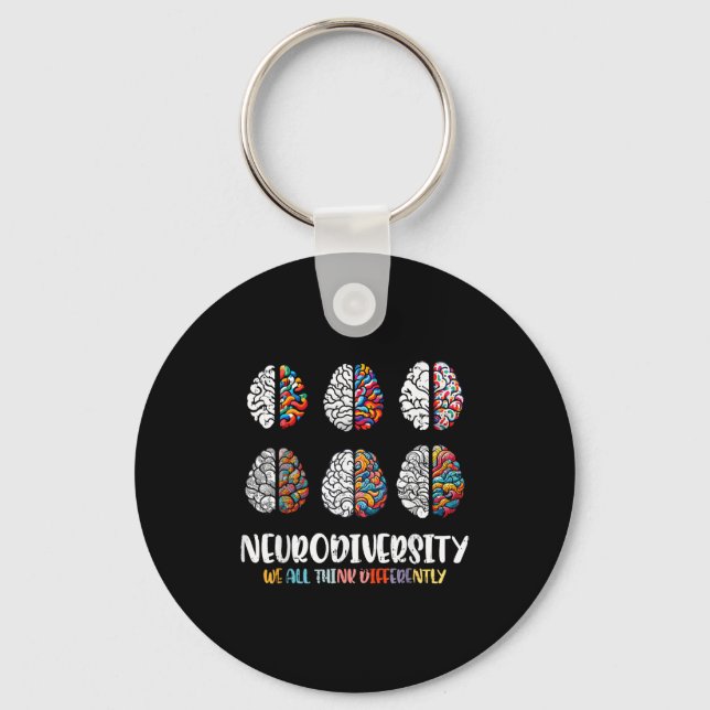 Autism hjärna neurodiversitet asd medvetenhet män  nyckelring (Framsida)