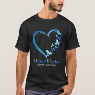 Autism Hjärta Fjäril Jag Bär Blått För Autism Medv T Shirt