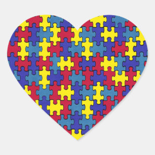 Autism Hjärtformat Klistermärke