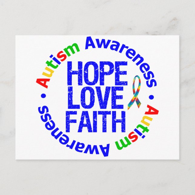Autism Hope Kärlek Faith Vykort (Framsida)