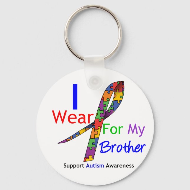 Autism I Bära Pussel Ribbon för min bror Nyckelring (Framsida)