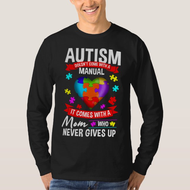 Autism i Mamma ger Kom med manuell Passande T Shirt (Framsida)