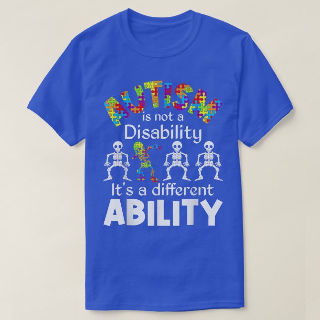 Autism i Skeleton Puzzle är inte en funktionsnedsä T Shirt (Design framsida)
