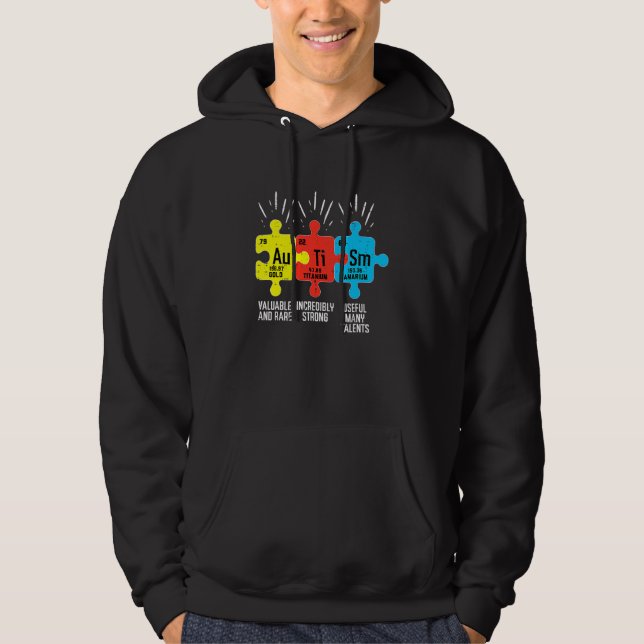 Autism Inslag Periodic Bord Awareness Asd Manar W Hoodie (Framsida)