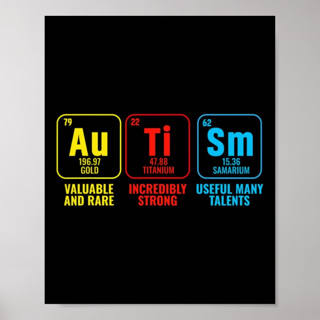 Autism Inslag Periodic Bord Awareness Asd Manar W Poster (Framsidan)