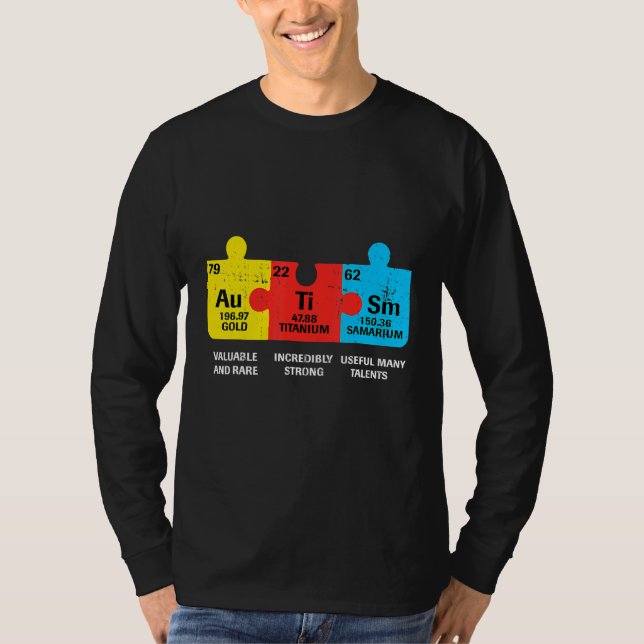 Autism Inslag Periodic Bord Awareness Asd Manar W T Shirt (Framsida)