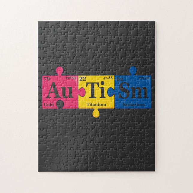 Autism Inslag Periodic Bord Awareness Chemistry Pussel (Vertikal)