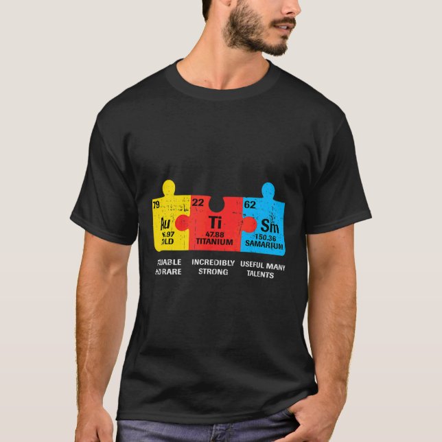 Autism Inslag Periodic Bord Awareness Stil T Shirt (Framsida)