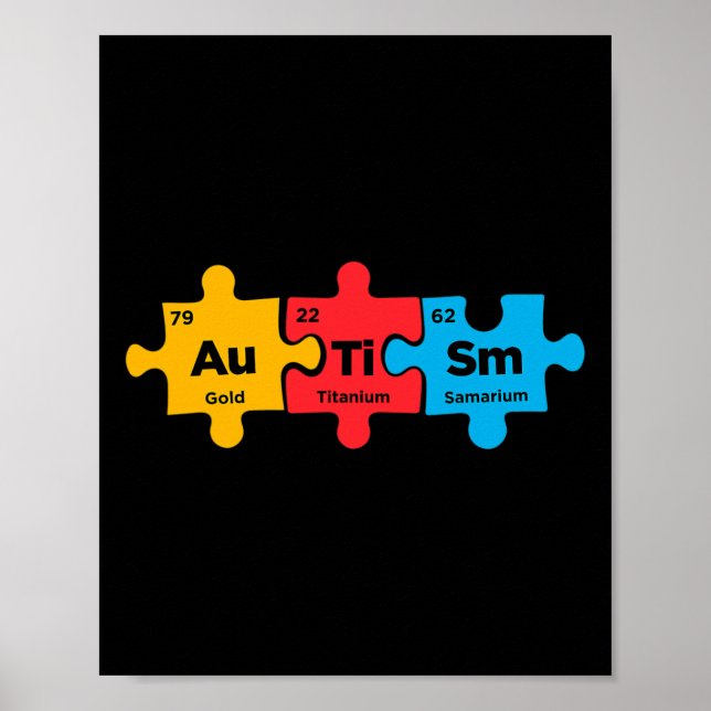 Autism Inslag Periodic Bord Puzzle Awareness as as Poster (Framsidan)