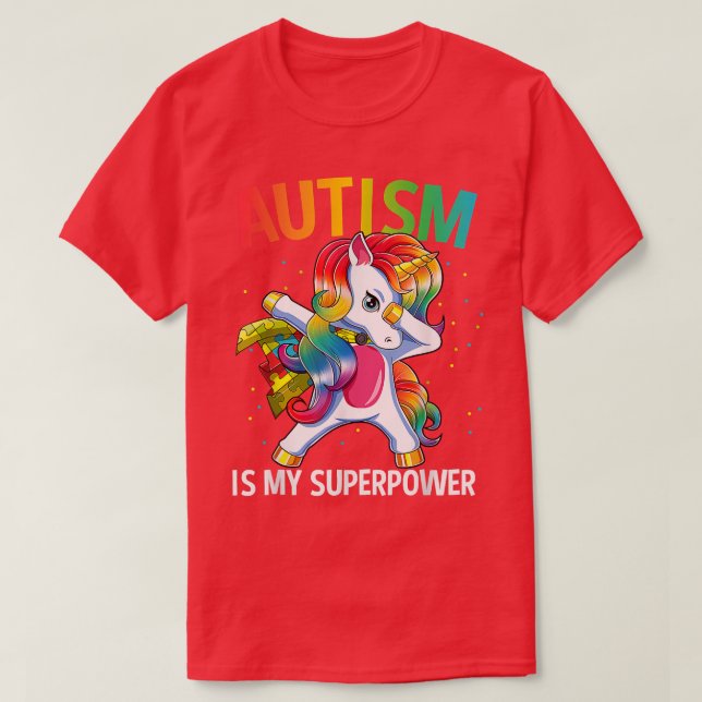 Autism Is My Superpower Dabbing Unicorn 359 T Shirt (Design framsida)