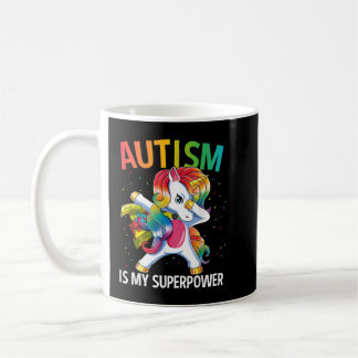 Autism Is My Superpower Dabbing Unicorn  Kaffemugg