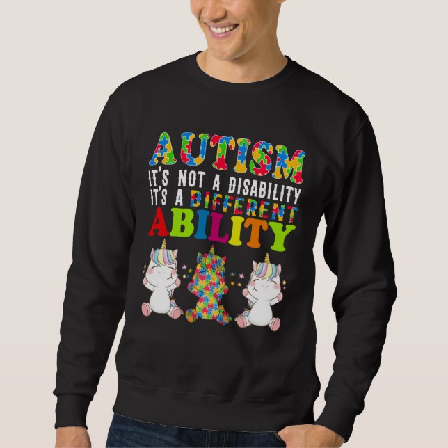 Autism Is Not a Disability It s a Different Abilit Lång Ärmad Tröja (Framsida)