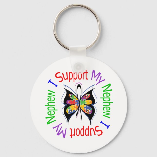 Autism Jag stöder min Nephew Nyckelring (Framsida)