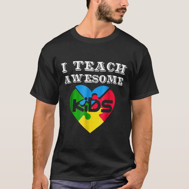 Autism-Jag Undervisar Fantastiska Barn Autism Medv T Shirt (Framsida)