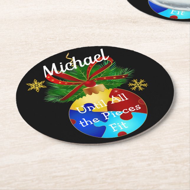 Autism Jul Bauble Underlägg Papper Rund (Vinklad)