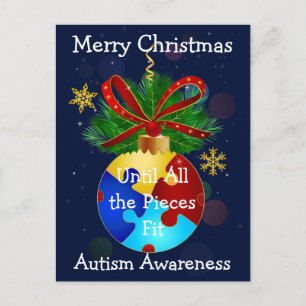 Autism Jul Bauble Vykort