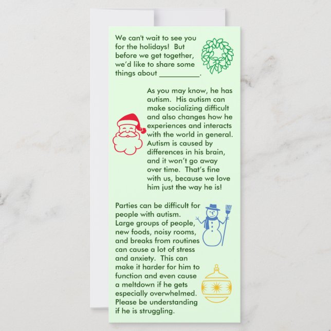 Autism jul Boy Flat Card (Framsida)