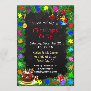 Autism jul Party Inbjudningar
