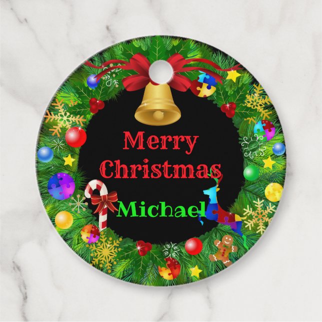 Autism Julfrö Gåvor Etiketter (Framsida)