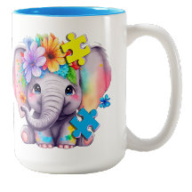 Autism Kaffe Mugg-Elefant