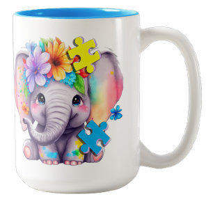 Autism Kaffe Mugg-Elefant Två-Tonad Mugg