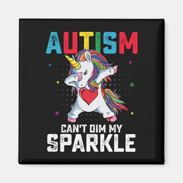 Autism Kan Inte Fördunkla Min Gnista Enhörning Med Magnet (Framsidan)