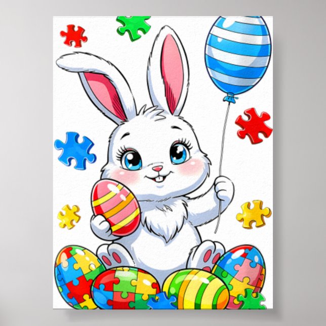 Autism Kanin Ägg Autism Medvetenhet Påsk Da Poster (Framsidan)
