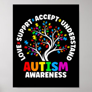 Autism Kärlek accepterar Autistic Autism Awarene Poster