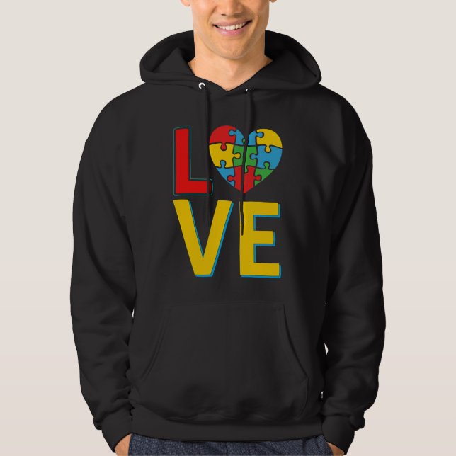 Autism Kärlek Heart Autism Awareness Day Hoodie (Framsida)