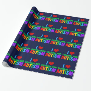 Autism Kärlek Rainbow Family Support färgstark c Presentpapper