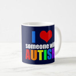 Autism Kärlek Rainbow Family Support färgstark cut Kaffemugg