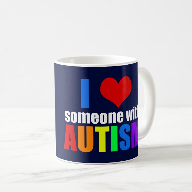 Autism Kärlek Rainbow Family Support färgstark cut Kaffemugg (Framsida höger)