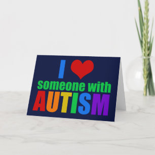 Autism Kärlek Rainbow Family Support färgstark cut Kort