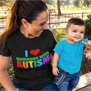 Autism Kärlek Rainbow Family Support färgstark cut T Shirt