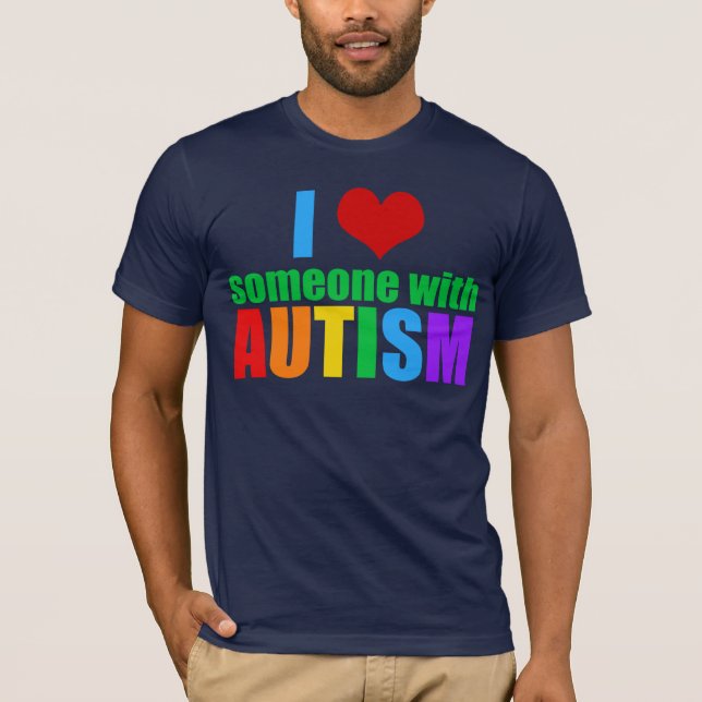 Autism Kärlek Rainbow Family Support färgstark cut T-shirt (Framsida)