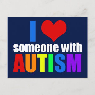Autism Kärlek Rainbow Family Support färgstark cut Vykort