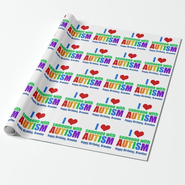 Autism Kärlek Rainbow Personlig Birthday Presentpapper (Utrullad)