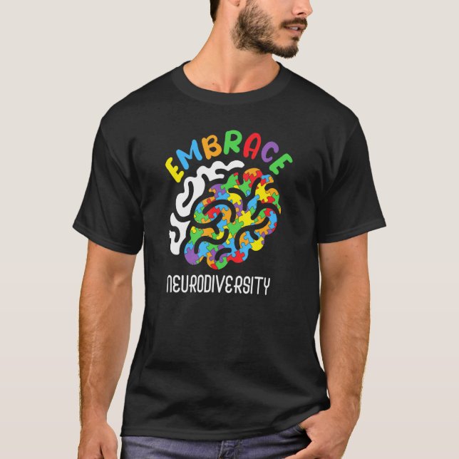 Autism Kindness Embrace Neurodiversity Rainbow Inf T Shirt (Framsida)