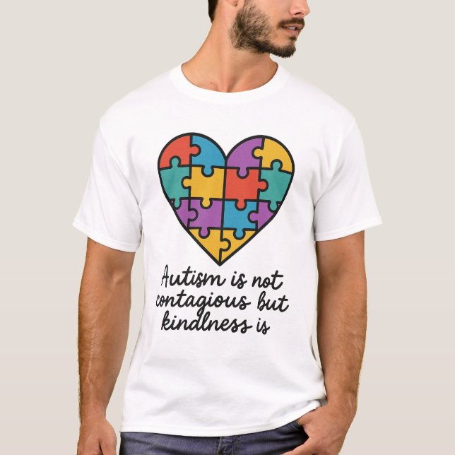 Autism Kindness Heart Puzzle Biet Design T Shirt (Framsida)