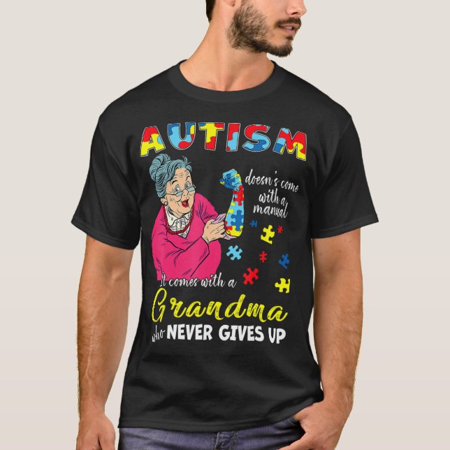 Autism Komar inte med en manuell mormor som T Shirt (Framsida)