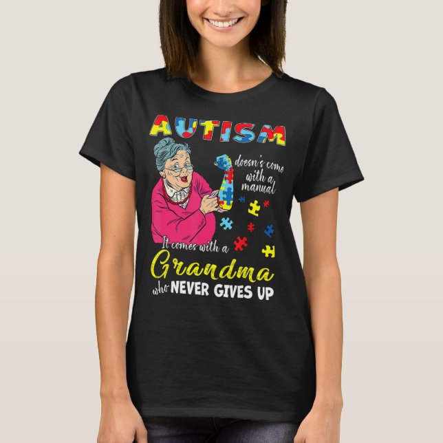 Autism Komar inte med en manuell mormor som T Shirt (Framsida)