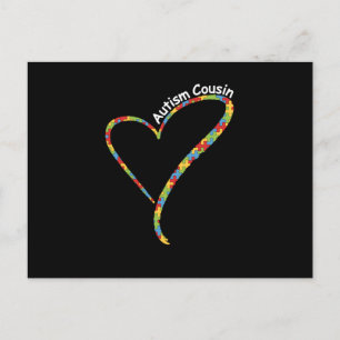 Autism Kusin Autism Medvetenhet T-Shirt Pussel Meddelande Vykort