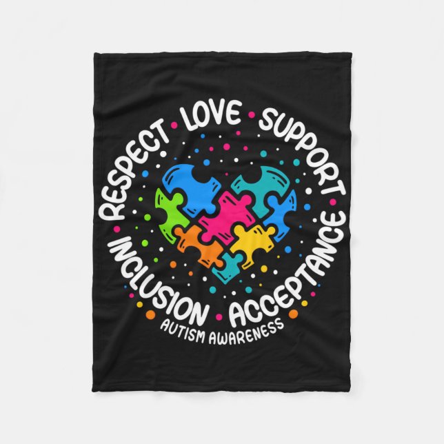 Autism Kvinnor i Manar respekterar Kärlek Support  Fleecefilt (Framsidan)