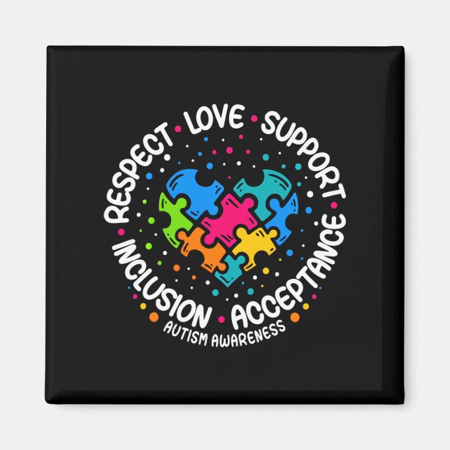 Autism Kvinnor i Manar respekterar Kärlek Support  Magnet (Framsidan)